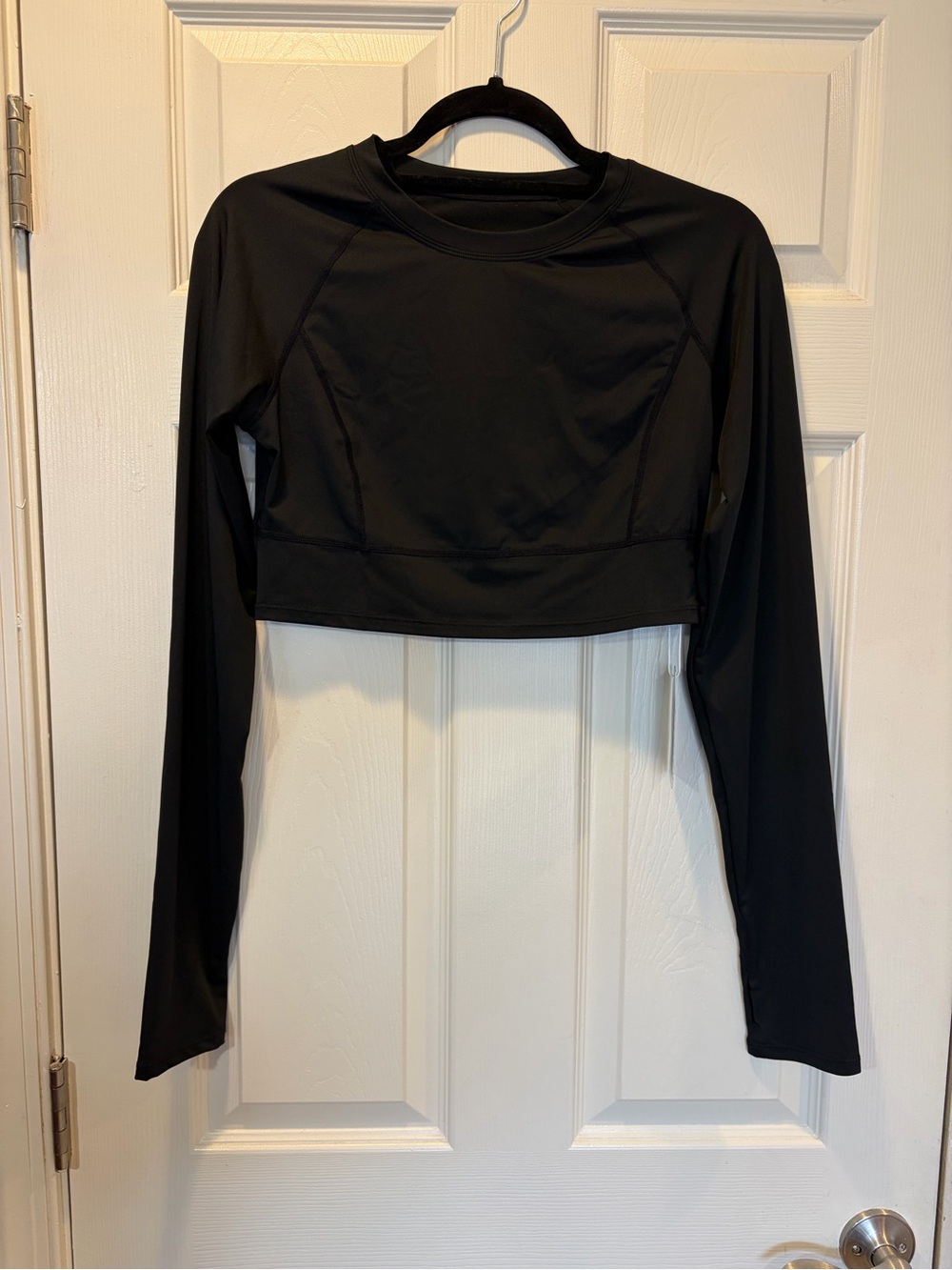 Halara Long Sleeve Crop Top Womens Size Large Black Stretch NEW!